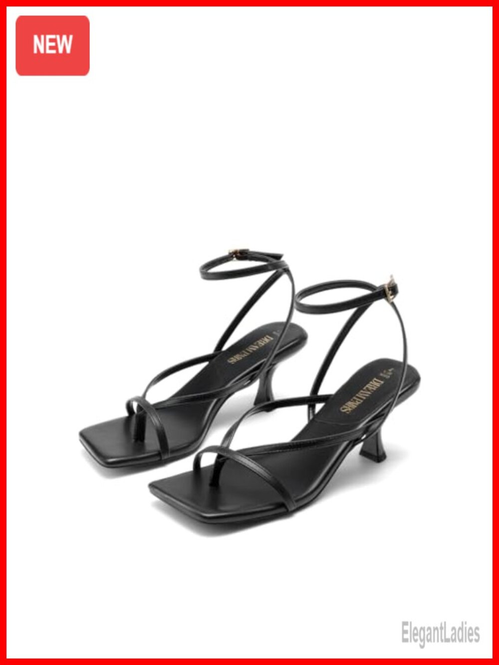 Women's Faux Leather Dressy Thong Kitten Heel Sandals Square Toe Ankle Strap